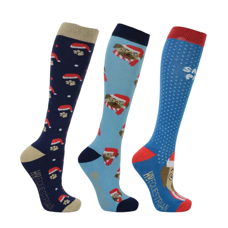 Hy Equestrian Santa Paws Socks Pack Of 3